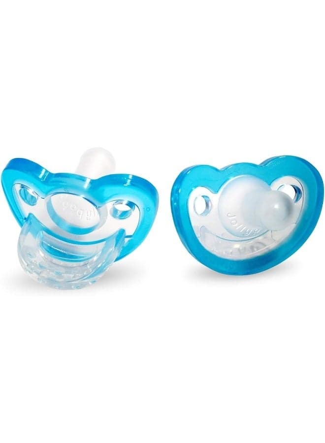 RaZbaby Jollypop Pacifier for Babies 3 Months and Up, USA Made, Natural Shaped Orthodontic Binky, Lovingly Shared in NICUs & Hospitals Worldwide, Medical-Grade 100% BPA-Free - 2 Pack - Blue