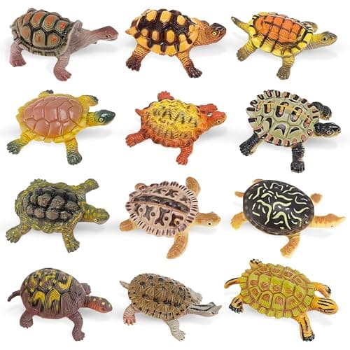 Liberty Imports 12 Piece Sea Turtle Animal Toys Miniature Figurines Unique Tortoise Toys Detailed and Hand Painted Reptiles Party Favor Decorations and Kids