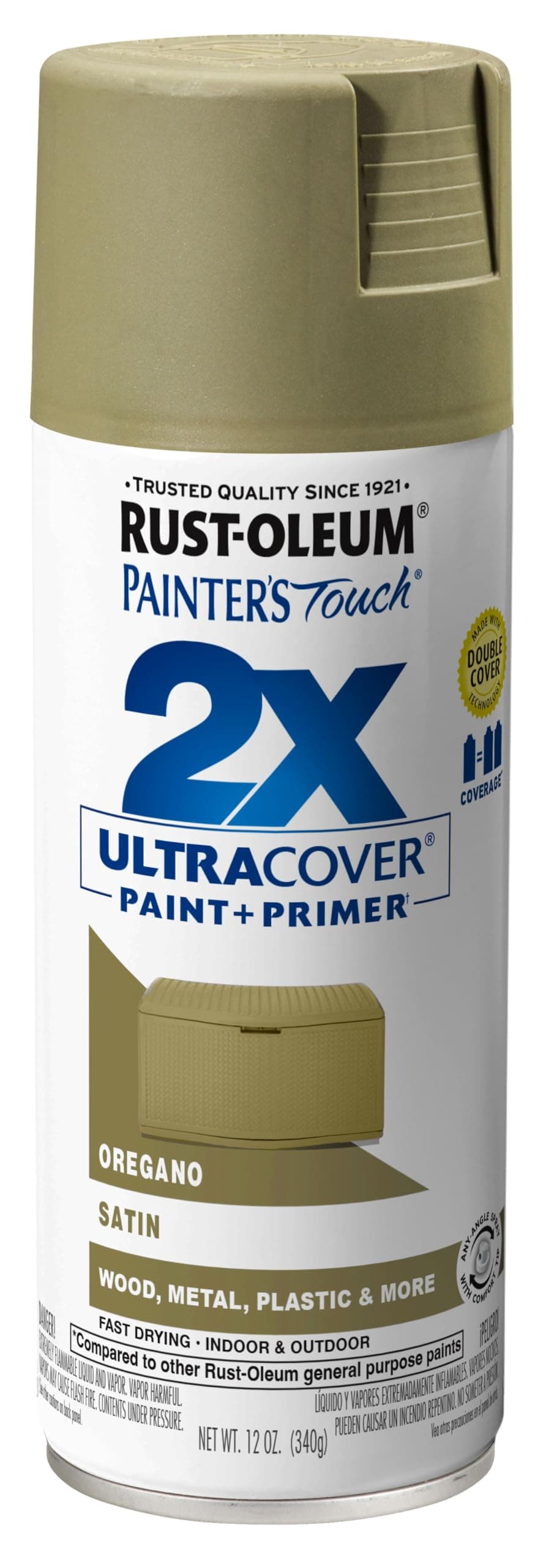 Rust-Oleum 334077 Painter's Touch 2X Ultra Cover Spray Paint, 12 oz, Satin Oregano