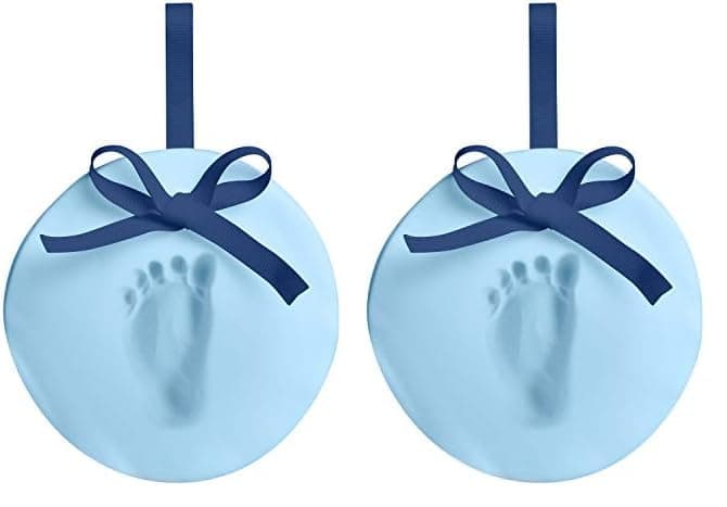 Pearhead Easy DIY Babyprints Baby Handprint or Footprint Ornament Kit with Ribbon Blue Pack of 2