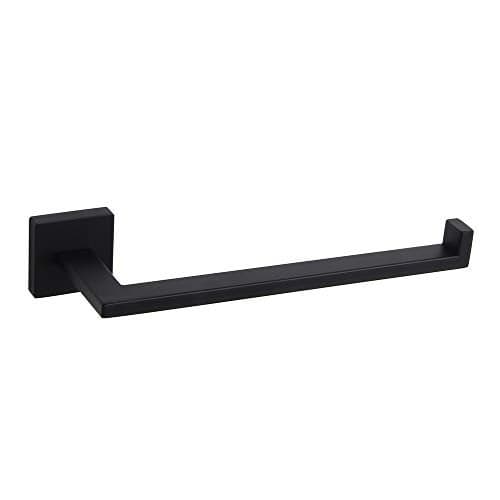 GERZWY Modern Black Towel Holder SUS304 Stainless Steel Towel Hanger Towel Ring for Bathroom Lavatory Wall Mount Contemporary Style IG1806-BK