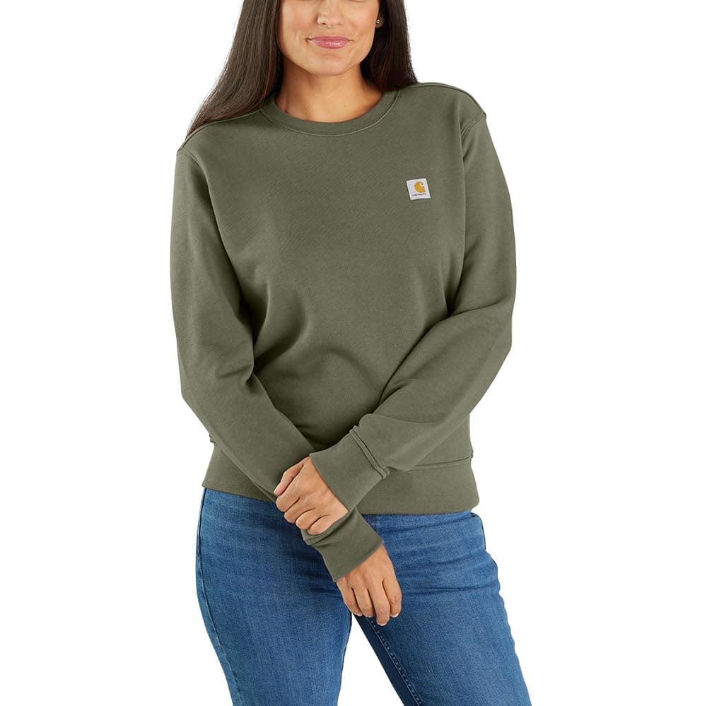 Carhartt Womens Relaxed Fit Midweight French Terry Crewneck Sweatshirt Dusty Olive Large