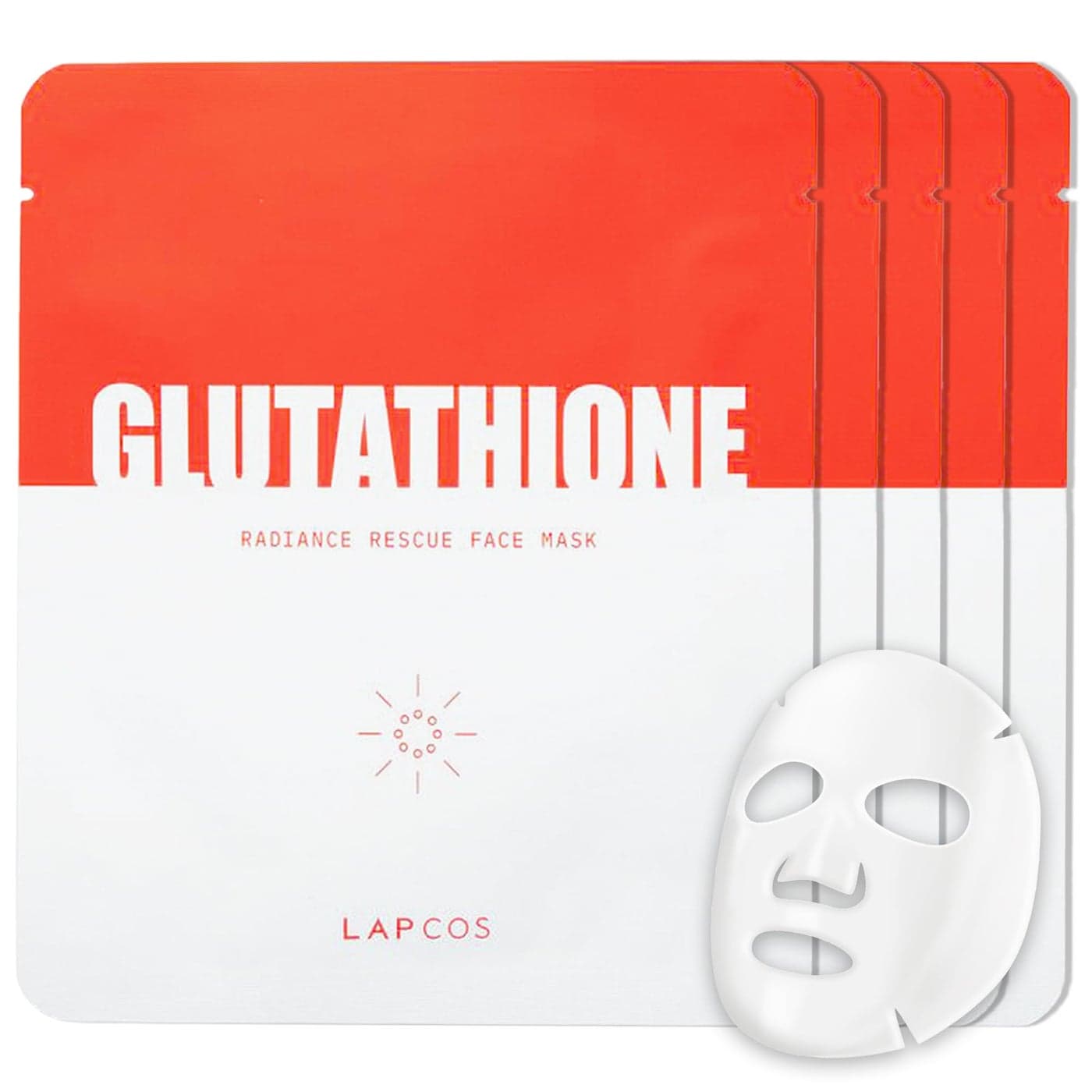 LAPCOS Glutathione Radiance Rescue Mask Korean Skin Care Mask wGlutathione Niacinamide Peptides Hydrating Face Masks Spa Gifts for Women Revitalizing Firming Face Mask 5 Count 091 oz