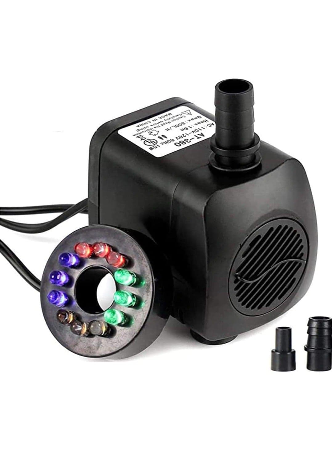 10W 600L H Submersible Water Pump with 12 Color LED Light for Fountain Pool Garden Pond Fish Tank Aquarium Water Aquarium Pump Outdoor Fountain Pumps Pond Fish Tank,Aquarium