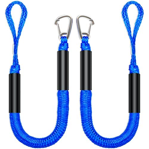 ONOSHIP 4FT Premium Boat Bungee Dock Lines Jet Ski Accessories with Marine Grade 316 Stainless Clip Safely Mooring for Jet Ski, SeaDoo, Yamaha WaveRunner, Kayak, Pontoon Boat, Dinghy 4~5.5ft