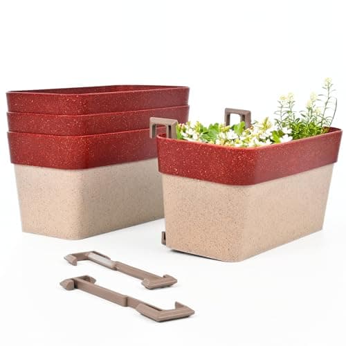 Eha Earth Friendly Duo Sling 11 inch Pots for Plants | Set of 4 Flower Pots for Home Decoration | Made with Bamboo Fibers, UV Protected Flower Pot | Hanging Planters for Living Room | Coral