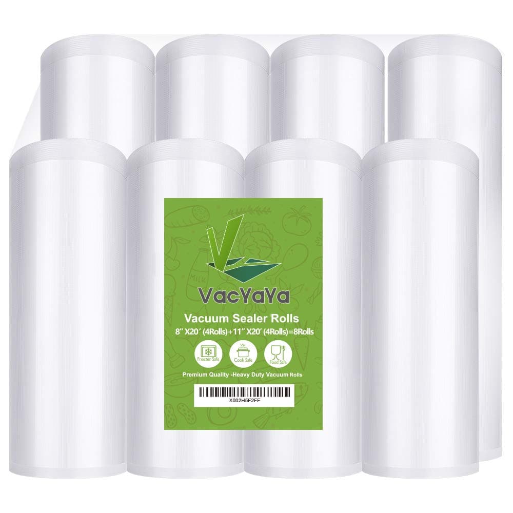 VacYaYa 8 Pack 8x204Rolls and 11x20 4Rolls Vacuum Sealer Bags Rolls with BPA Free and Heavy DutyCommercial Grade Vaccume Seal Bags Rolls Work with Any Types Vacuum Sealer