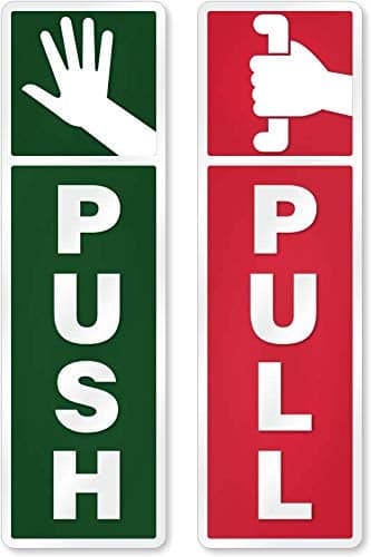 SmartSign 4 inch Push-Pull Double-Sided Door Decal, Polyester label Pack of 1 Sticker for Transparent Glass Door