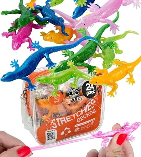 UpBrands Rubber Lizards Toys Bulk Set Kit for Birthday Party Favors for Kids Goodie Bags Easter Egg Basket Stuffers Pinata Filler Students Classroom Prizes 24 Pack