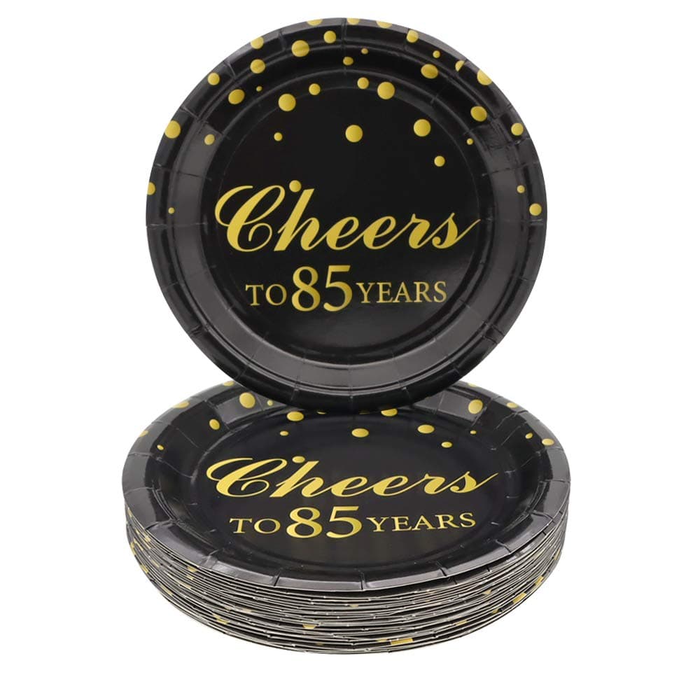 Pandecor 85th Birthday Party Supplies50 PCS Cheers to 85 Years Disposable 7 Inch Paper Plates Dessert Plates for 85 Years Anniversary Party