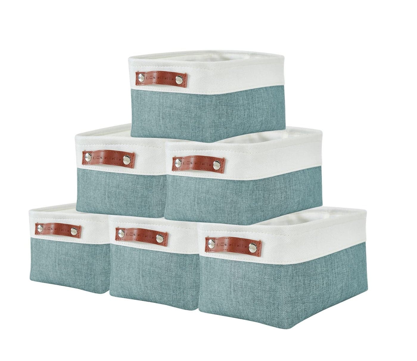DECOMOMO Small Storage Basket Closet Storage Bins Baskets for Organizing Shelves Teal White Small 6 Pack
