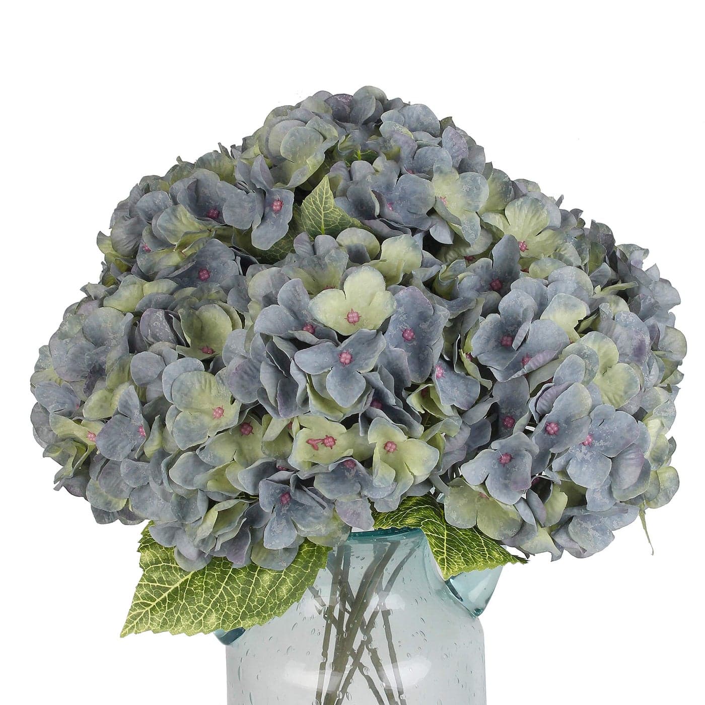 Blooming Paradise 2Bouquets Artificial Fake Flowers Plants Silk Hydrangea Arrangements Wedding Bouquets Decorations Plastic Floral Home Kitchen Garden Party Festival Bar DIY Bluish Green