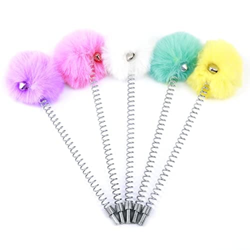 SHENGOCASE 5Pack Cat Tree Accessories Replacement Toy Ball Replaceable Cat Spring Ball with Bell Scratching Post Replacement Hanging Toy