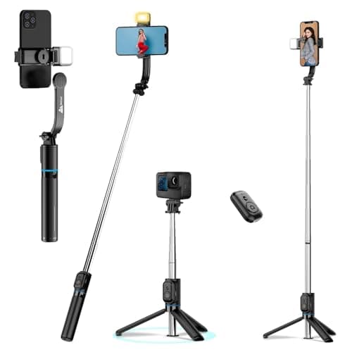 WeCool S2L Selfie Stick Tripod with Light in 6 Shades, 3 Colours & 2 Tones with Detachable Mobile Holder, Selfie Stick Extendable Upto 43 inc / 110cm, Selfie Stick Tripod Stand.