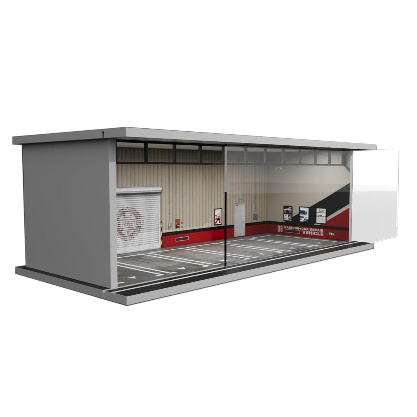 Bivitre 164 Diorama Display Case with LED Lights Compatible with Hot Wheels Matchbox Mini GT Diecast Cars for Model Car Display and Storage Stackable GarageRed Line
