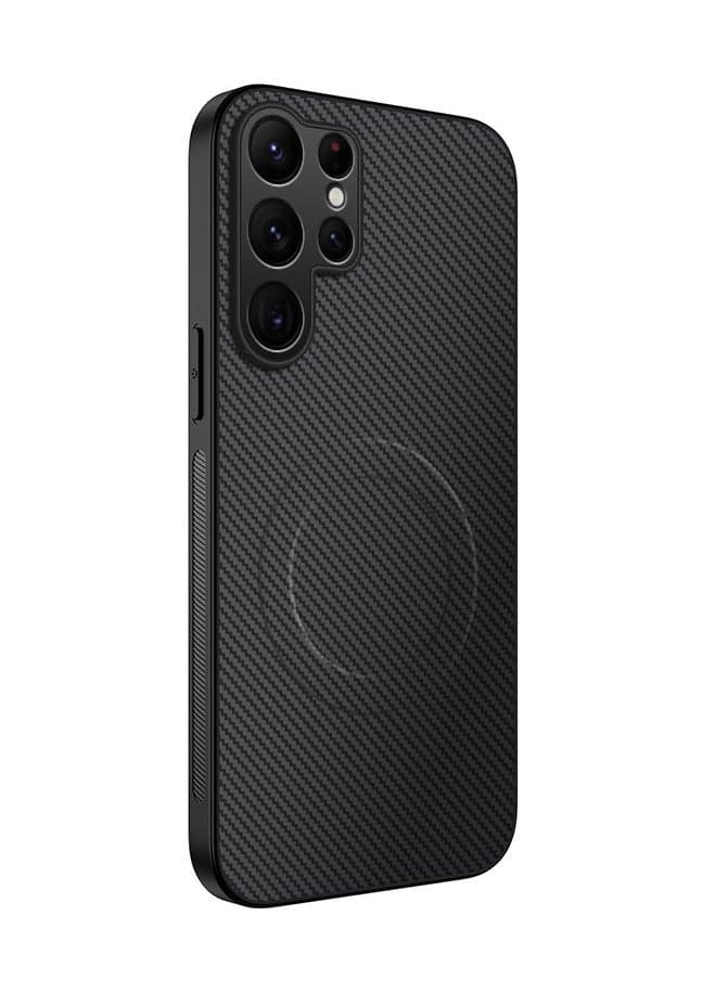 Case for Samsung Galaxy S26 Ultra 2026, Magnetic Carbon Fiber Texture Cover with Flexible TPU Silicone Bumper, Rugged Slim Fit, Anti-slip Shockproof Protection