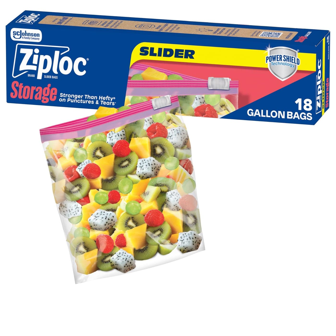 Ziploc Gallon Food Storage Slider Bags Power Shield Technology for More Durability 18 Count
