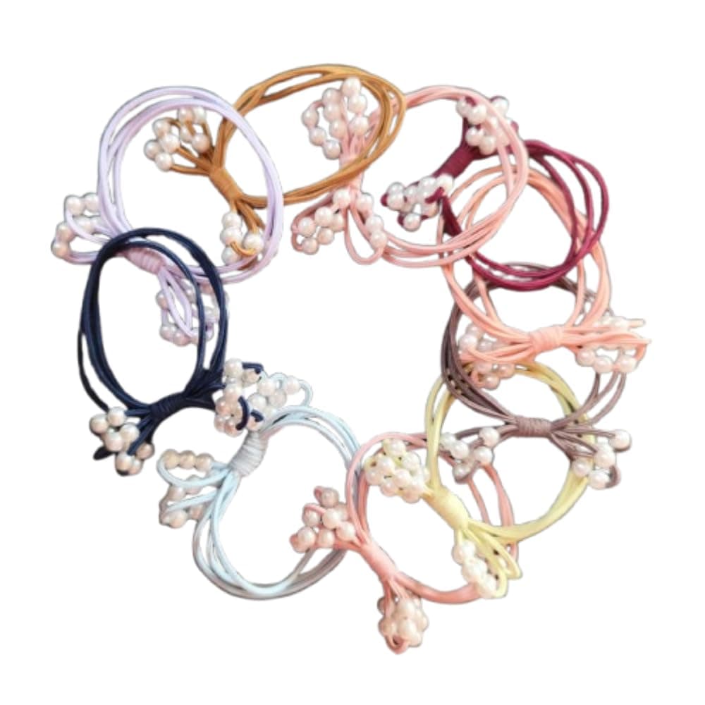 DPSK Hair Elastics Ties Ponytail Elastic Hair Holder Thin Headband No Crease Hair Band Stretchable Rubber Hair Band Multicolored 10 pieces
