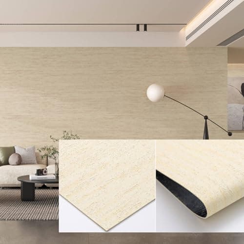3D Wall Panels Peel and Stick – 23.82"x110" PVC Faux Travertine Texture, Self Adhesive Waterproof Wall Covering, DIY Accent Wall, Sofa Background Backsplash & Modern Home Decor, Covers 18 sq.ft