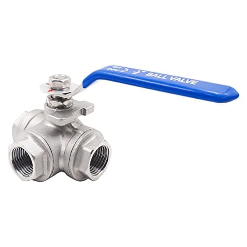 Horiznext NPT 1/2 stainless steel 3 way valve for water tank, T-port 3 way ball valve for water line fuel hose and other pipes and fittings (1 pc)