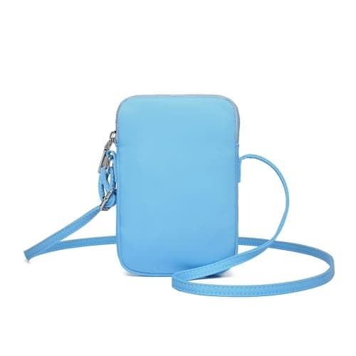 YONBEN Small Crossbody Purse Zipper Cell Phone Bag Mini Shoulder Purse Wallet Smart Phone Wallet with Credit Card Solts (Nylon-Sky Blue)