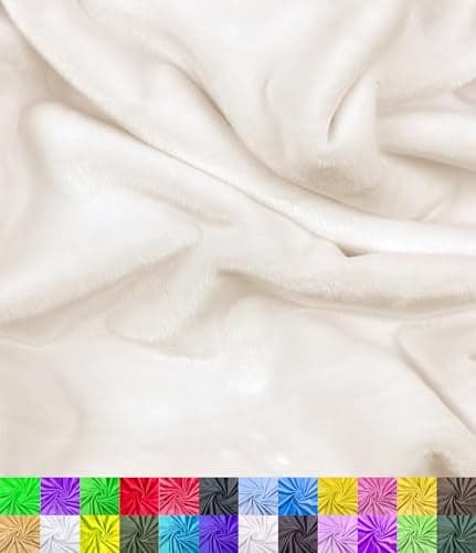 Barcelonetta Minky Fabric Plush Super Soft Cuddle Solid Minky by The Yard 60 Wide Baby Blanket Change Station Cover Pillow Scarf Beanie Ivory 1 Yard