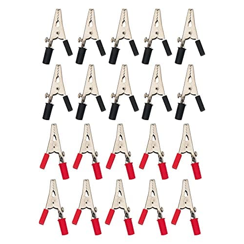 Electronic Spices Pair of 10 Insulated Crocodile Clips Plastic Handle Cable Lead Testing Metal Alligator Clips Clamps 52mm Length