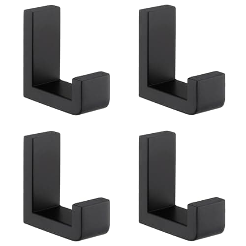 Angle Simple Bathroom Towel Hooks SUS 304 Stainless Steel Robe Coat Holder Hanger Wall Mounted Matte Black 4 Pack