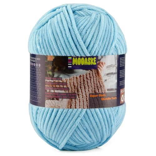 Chunky Velvet Yarn for Crocheting Knitting 705oz 2624yd Super Soft Chenille Plush Yarn Bulk Thick Yarns for Baby Blankets Amigurumi Scarves 20 Colors 1 Sky Blue