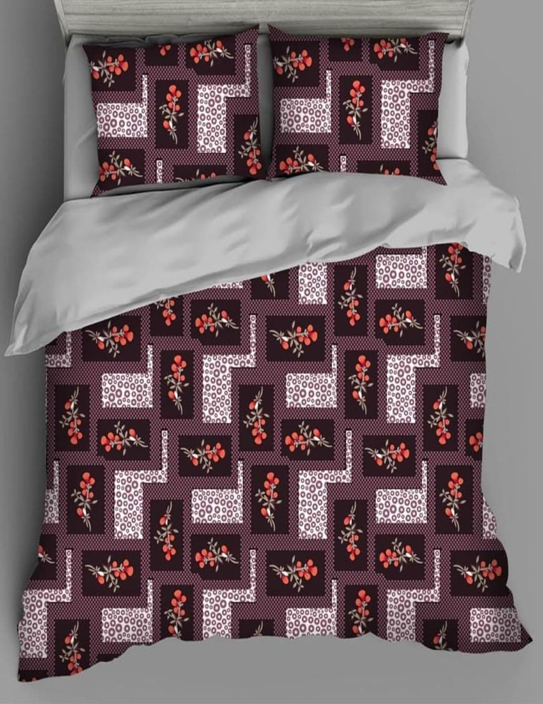 Rubix Home Mesmerize Microfiber Cotton Feel Flat Double Bedsheets with 2 Pillow Covers Double Bed Breathable Bedsheet Wrinkle Free Ultrasoft 120 TC Super Soft Modern Red Shade Hints
