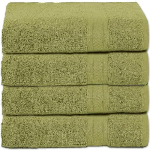 Ambra Linens 500 GSM Highly Absorbent Towels Set, 100% Cotton, Soft and Plush, All Seasons Use, Large, Everyday Use, Durable (4 Pcs Hand Towel Set, Summer Green)