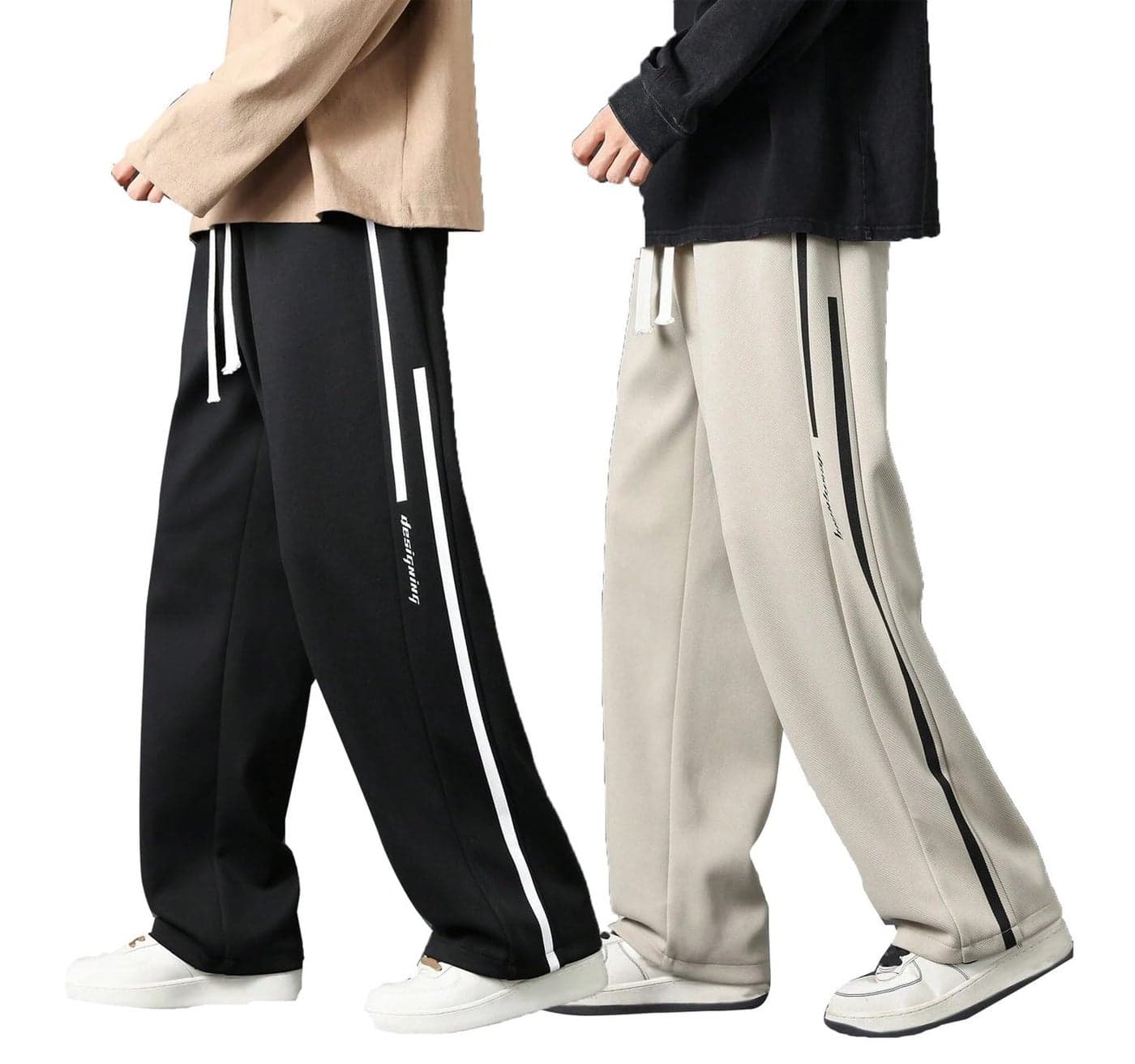 Lymio Track Pant for Men || Regular Fit || Track Pants || Full Elastic Jogger Track Pant || Available in Combo Pack of 2 (TP-39-40-Black-Beige-M)