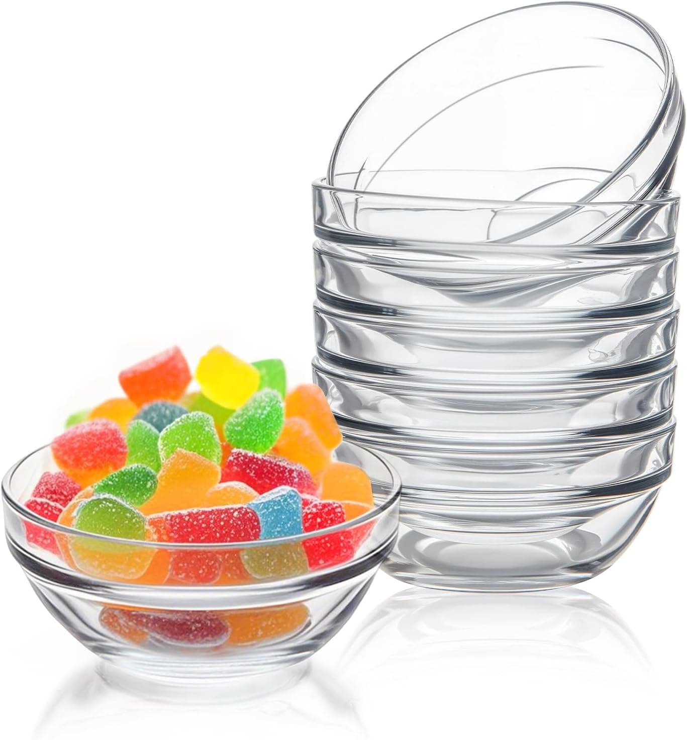 FarielynX 35in 4oz Small Glass Bowls Mini Glass Containers Ramekins Prep Pinch Bowls Stackable Condiment Containers for Prep Dips Nuts Snacks Candy Meal Prep Bowls Dessert Bowls