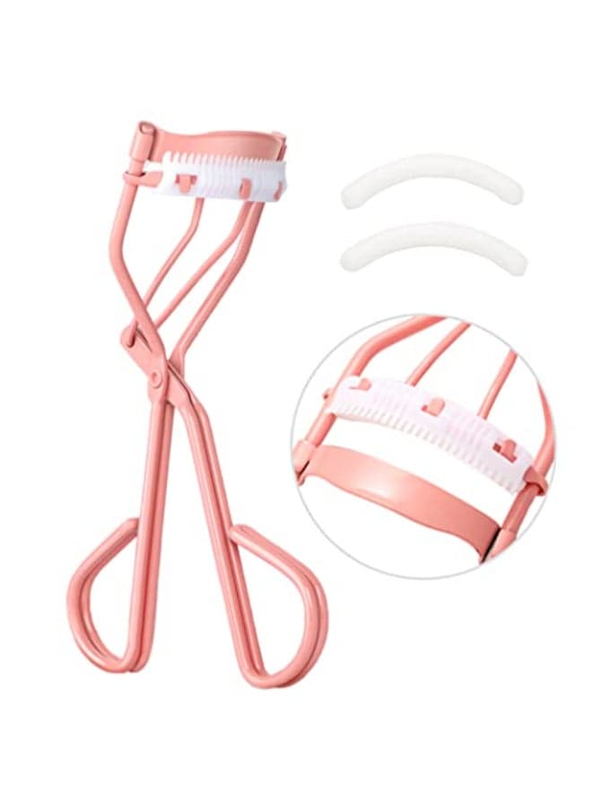 Uranian Eyelash Curlers with Builtin Comb Beauty Eyelashes Curlers Eyelash Cliper with 2 Replacement Silicone Refill Pads Premium Lash Curler Makeup Tool for Women and Girls 1 PinkWhite Comb