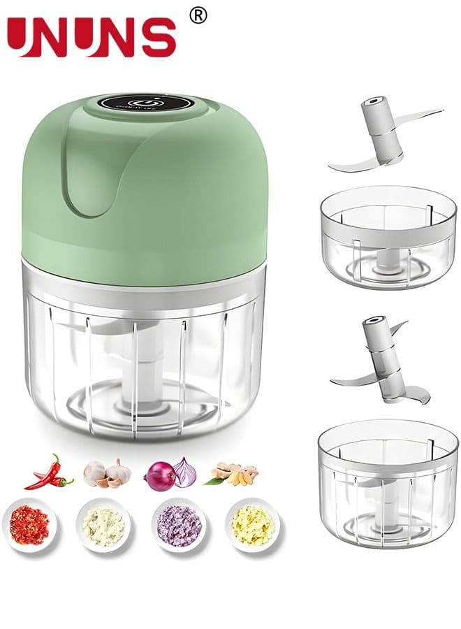 Electric Garlic Chopper,Wireless Portable Mini Food Processor With 2 Cups,For Pepper Chili Vegetable Nuts Meat(250ml+100ml)