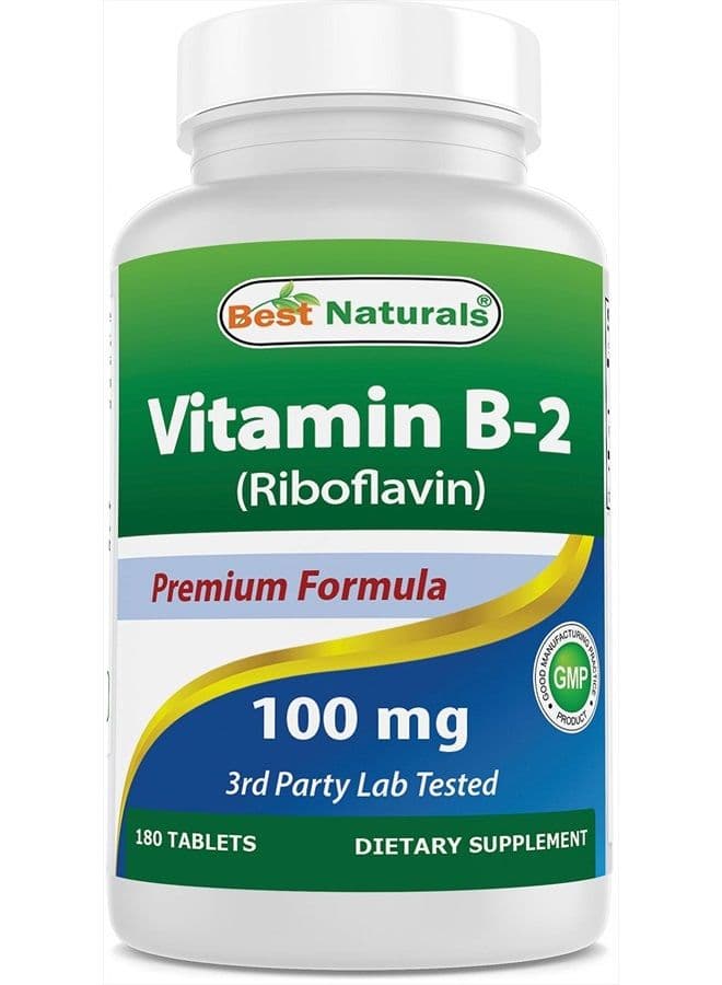 Vitamin B2 (Riboflavin) 100 mg 180 Tablets - Premium Formula - 3rd Party Lab Tested
