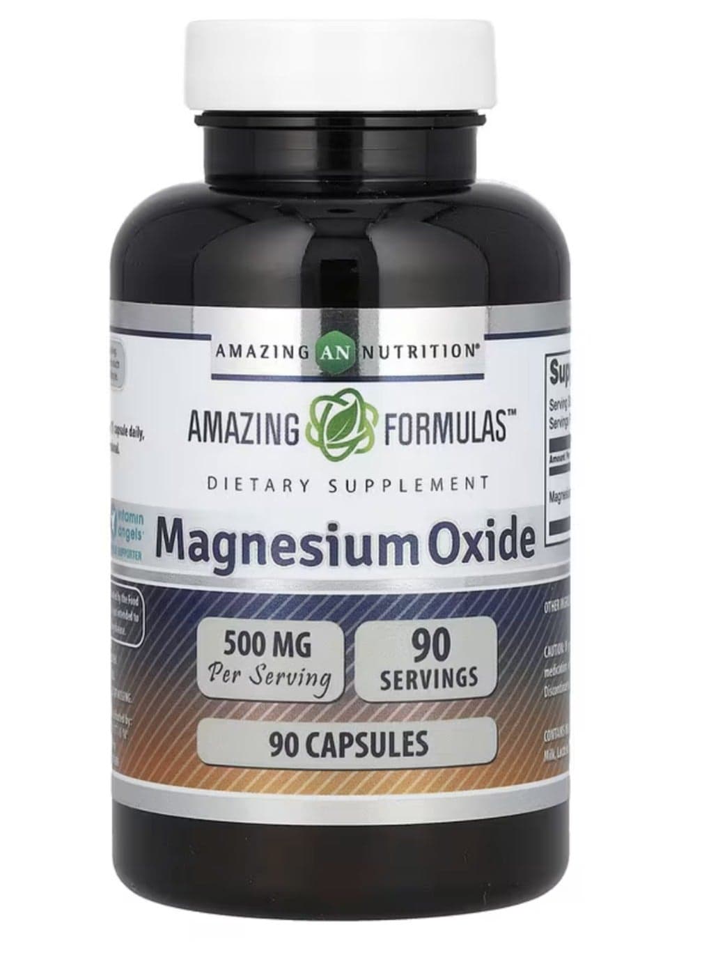 Magnesium oxide supplement increases energy output 500mg, 90 capsules