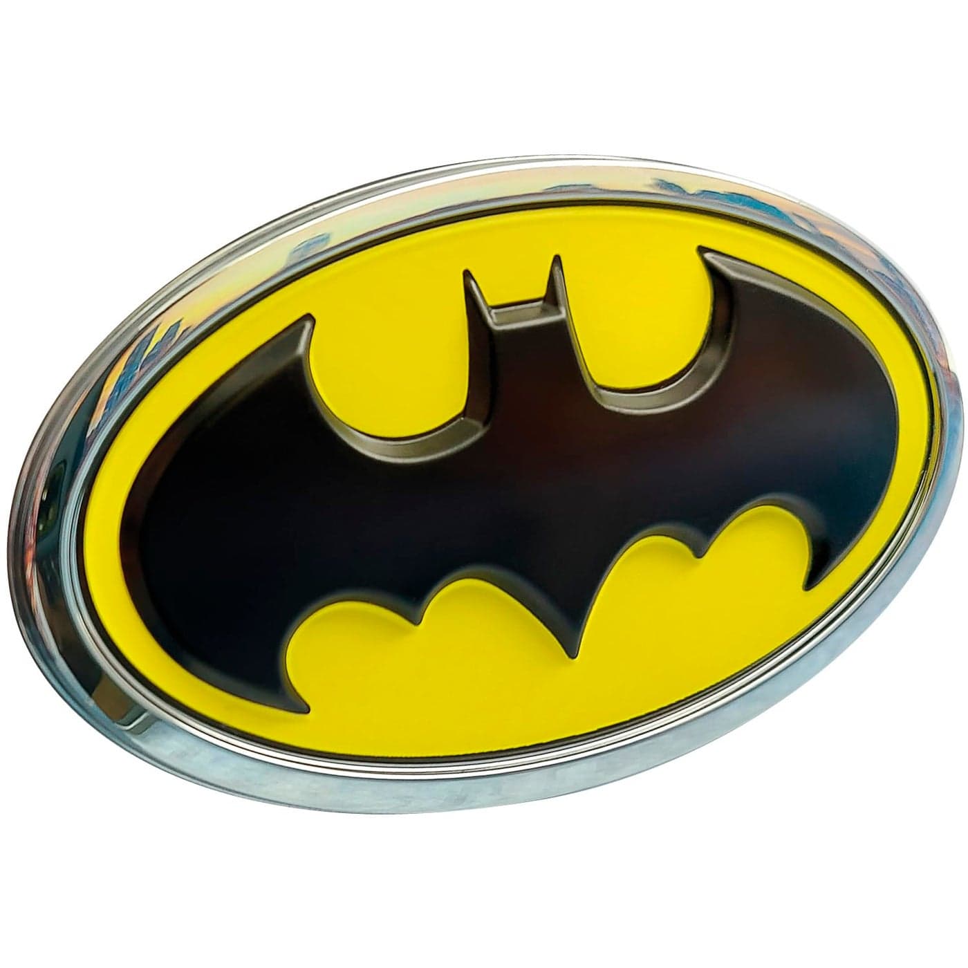 Fan Emblems Batman Car Emblem 1989 Oval Bat Symbol 3D Auto Badge Color Black Yellow and Chrome Size 376 x 226 x 02 inches Officially Licensed DC Car Accessories