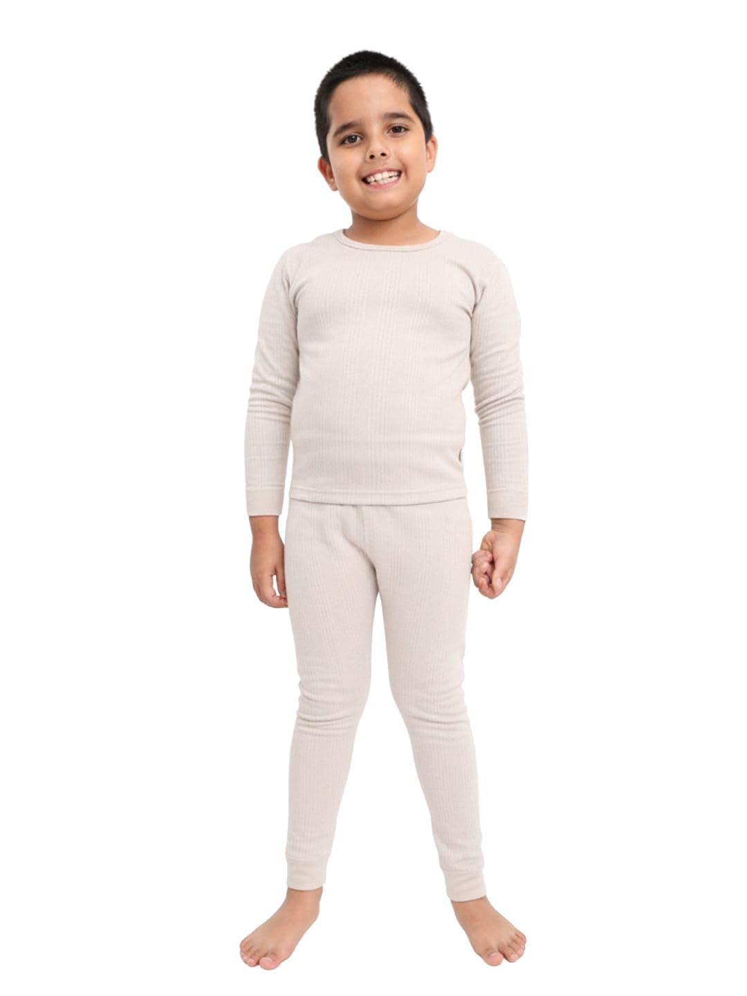 mackly Kids Boys & Girls Unisex Thermal Set (Top & Bottom) | Winter Wear | Body Warmer Set | Ages 0-3 Months to 12-14 Years Grey