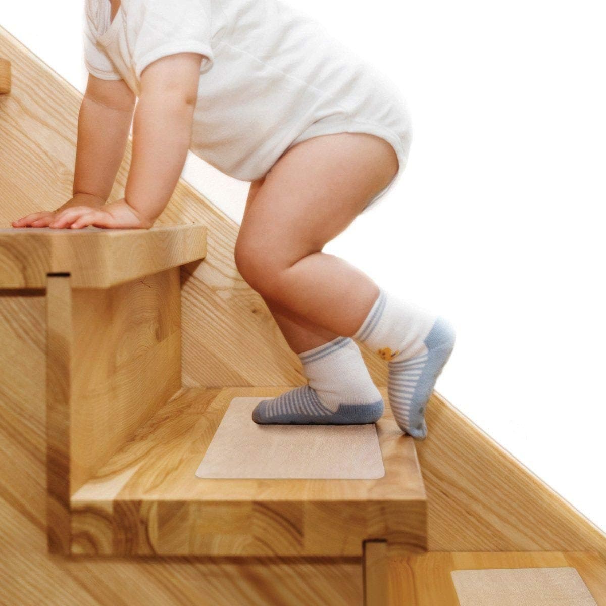 Butizone Stair Treads Non Slip 6 x 30 15Pack PreCut Clear Anti Slip Strips for Wooden Steps Indoor Transparent and Waterproof Grip Tape Safety for Elderly Children and Dogs