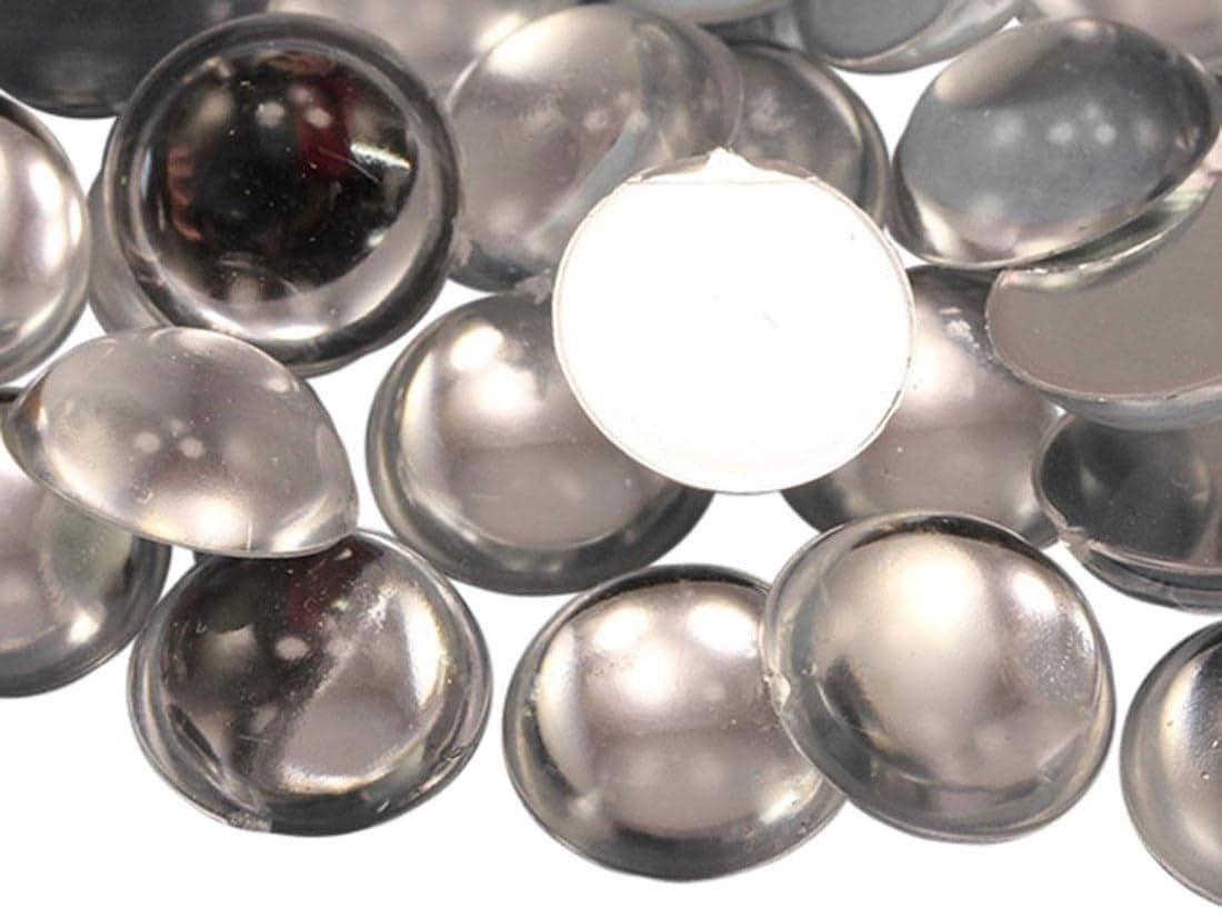 9mm Crystal Clear AC Flat Back Acrylic Round Cabochon Pro Grade 75 Pieces