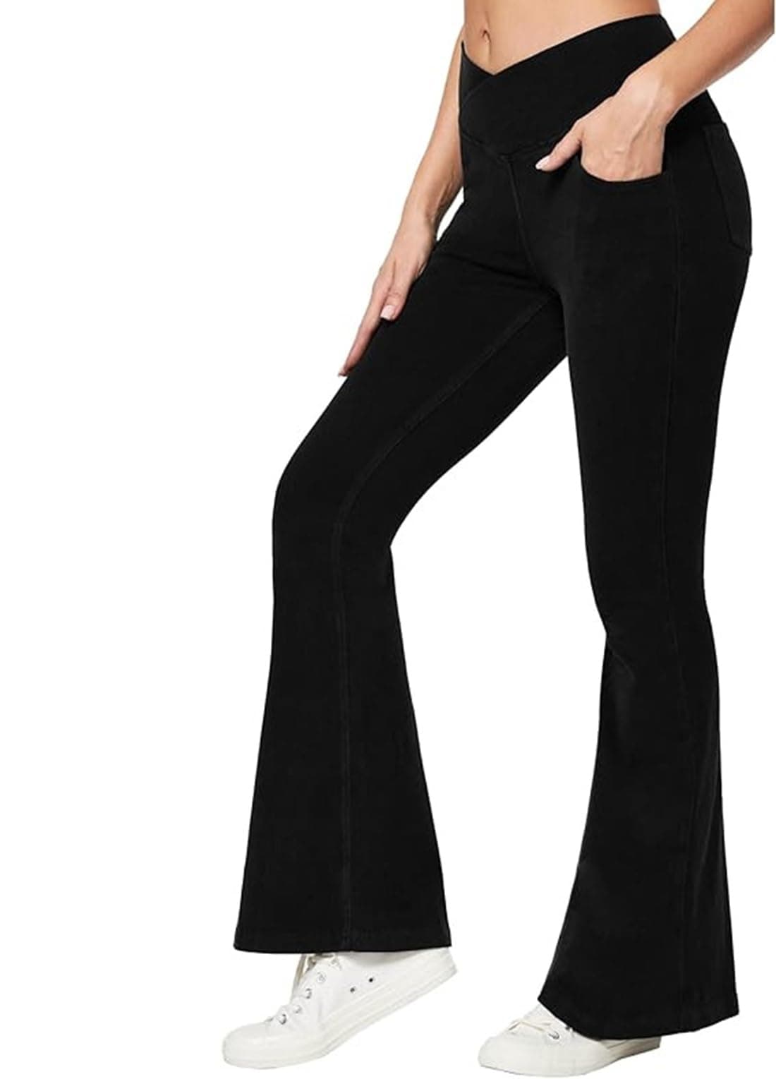 ADBUCKS Flared Jeggings for Women High Waisted Bell Bottom Jeans Trendy Stretchy Flare Jeggings with Pockets (in, Numeric, 32, Black)
