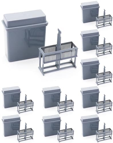 QWORK Microscope Slides Staining Jar and Rack, 10 Pack 24-Slots, Grey
