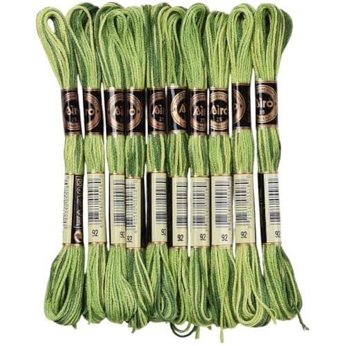 CABODYALS 10 Skeins 875 Yards 6 Ply Variegated Green Cross Stitch Floss Segment Dyed Embroidery Thread Gradient Friendship Bracelet String Yarn Bulk for Sewing Making Jewelry Needlecraft Knitting Diy