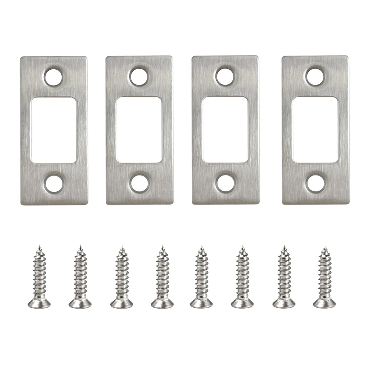 Stainless Steel Deadbolt Strike Plate Square Round Corner Backplate 1 x 214 with 8 Screws Stainless Steel