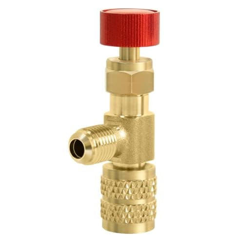 HASTHIP® Refrigerant Valve for Air Conditioner, R22 R410A Air Conditioning Refrigerant Valve Adapter, 1/4" SAE Male to 5/16" SAE Female Brass Adapter, Leak-Proof Durable Refrigerant Access Fitting
