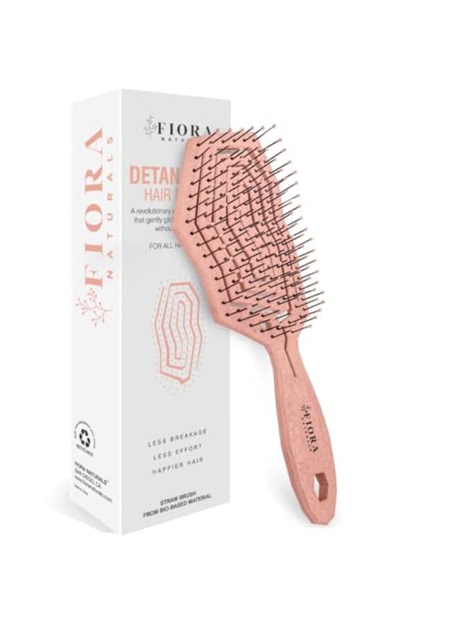 Fiora Naturals Hair Detangling Brush for Women Detangler Hair Brush wFlexible Soft Bristles Gently Glides Through Tangles Curly Fine Dry Shower Wet HairBrush cepillo para cabello Rose Gold
