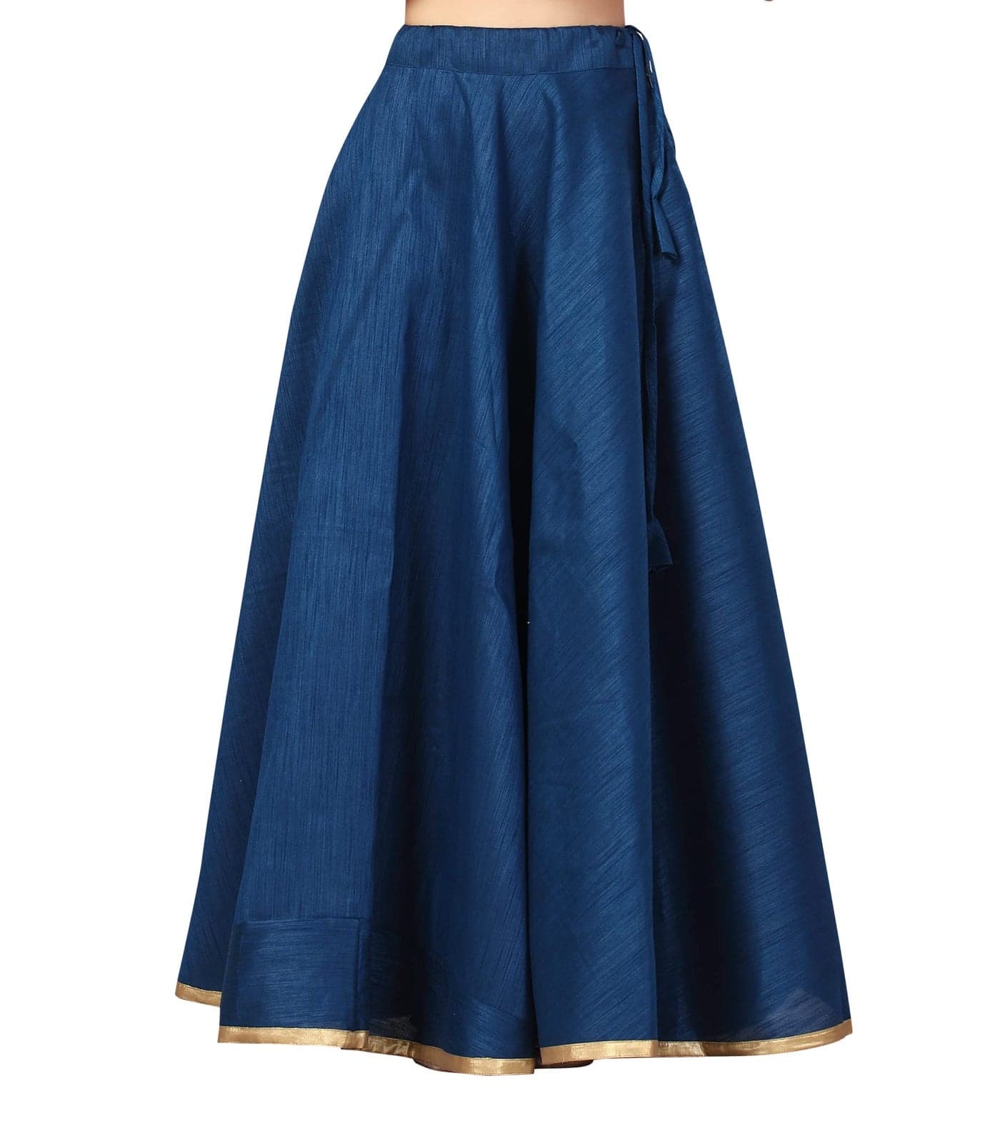 Studio Shringaar Polyester Women's Maxi Lehenga Skirt (S717_Blue_XL)