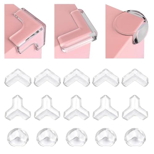 28 Pcs Clear Corner Protector - L, T, Round Shape Corner Guards & Bumpers to Cover Sharp Furniture & Table Edges for Baby Kid Toddler Safety