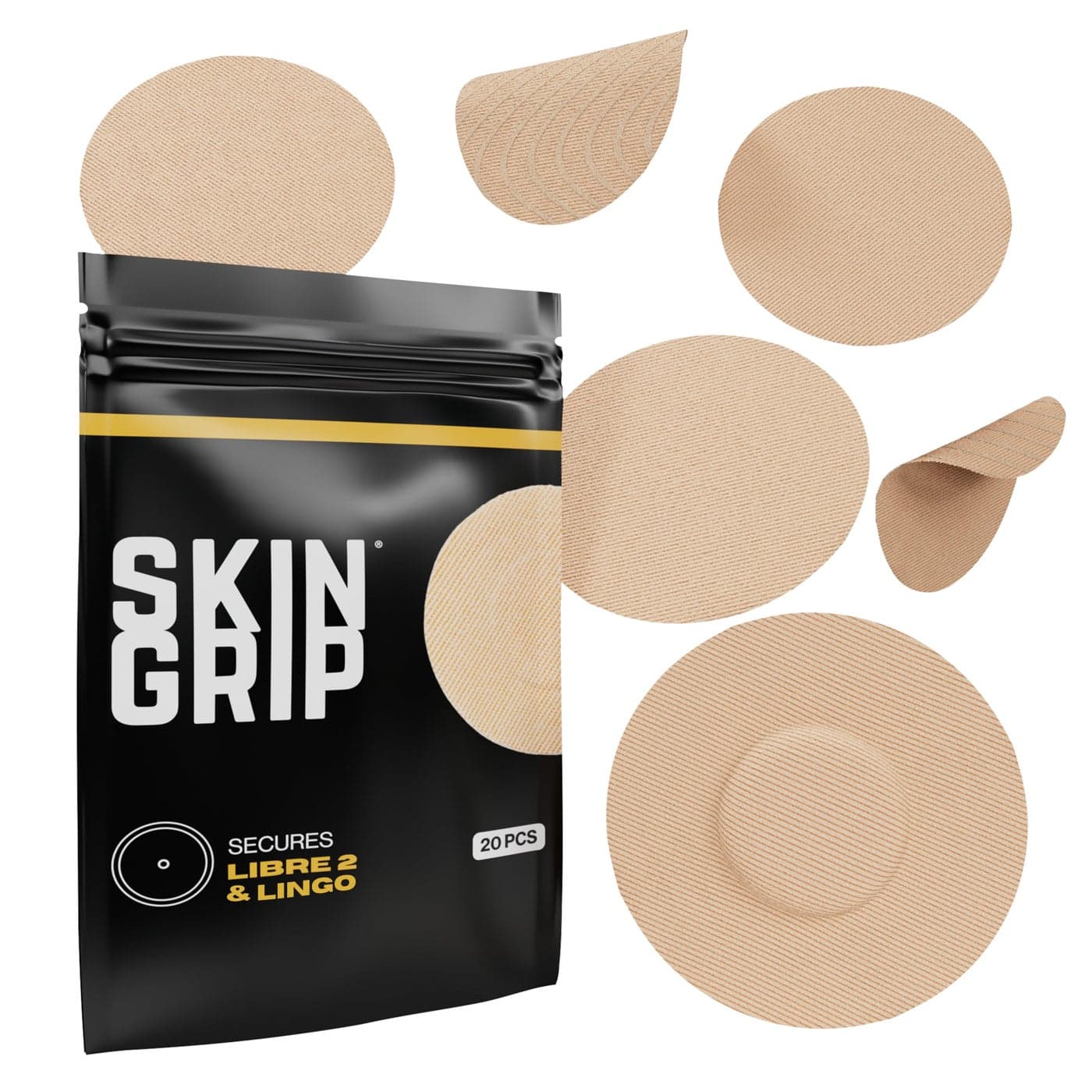 Freestyle Libre 2 Sensor Covers Lingo CGM Waterproof and Sweatproof Adhesive for 1015 Days PreCut Medical Tape Continuous Glucose Monitor Patch 20 Pack Tan